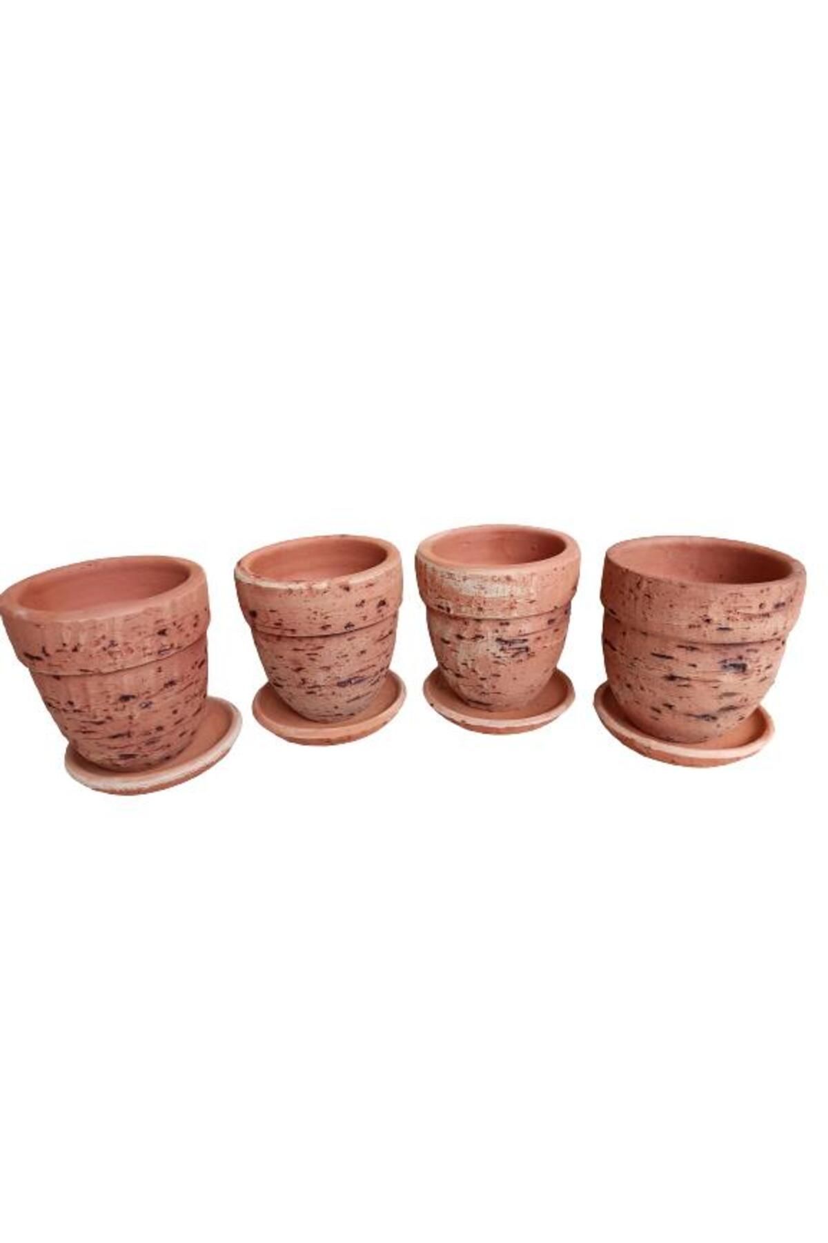 önder botanik 4 ADET ANTİK GÖRÜNÜMLÜ TOPRAK SAKSI 12*12 CM