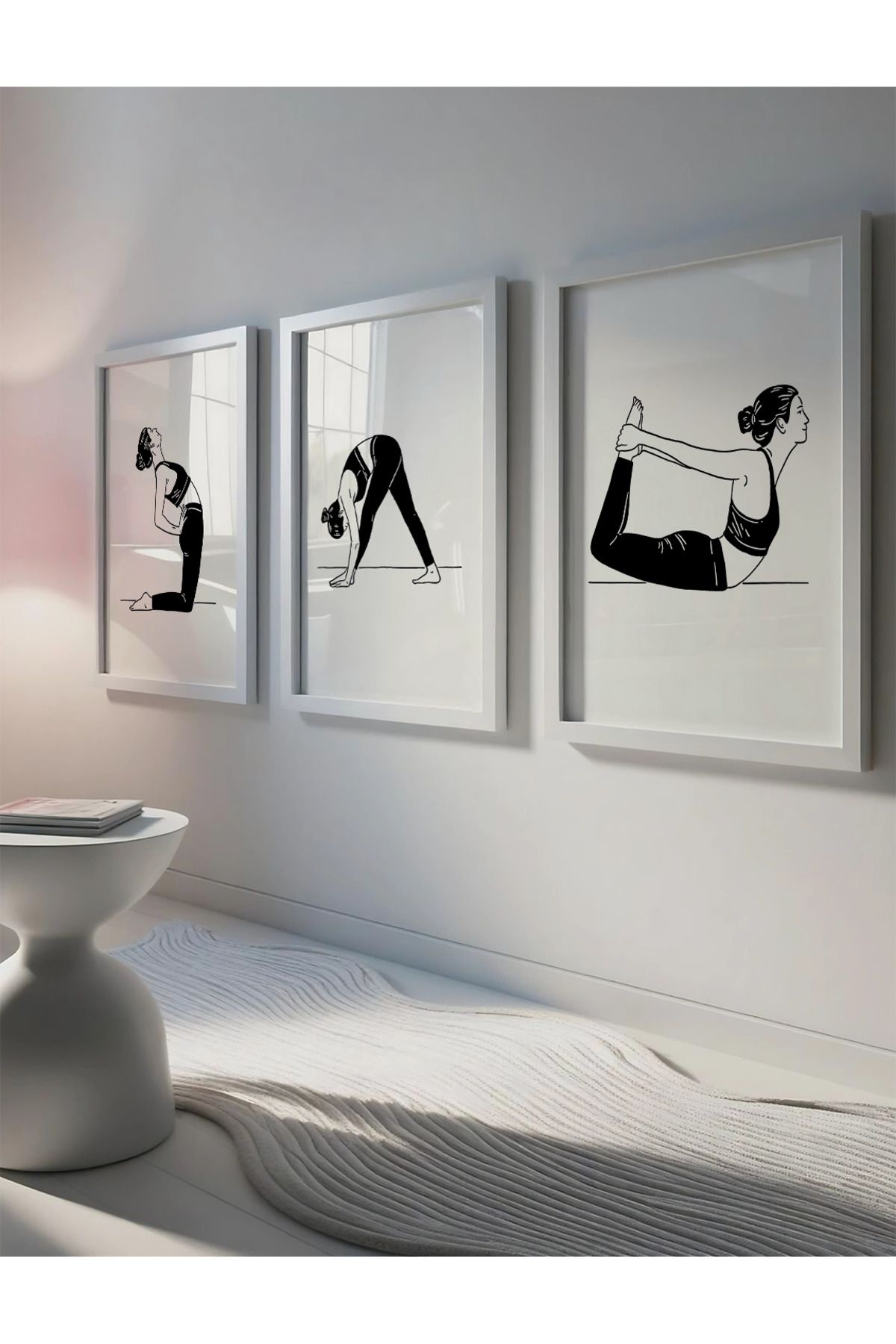 DES VU PRINT 3'lü Çerçevesiz Yoga Posteri, Yoga Spor Temalı Poster