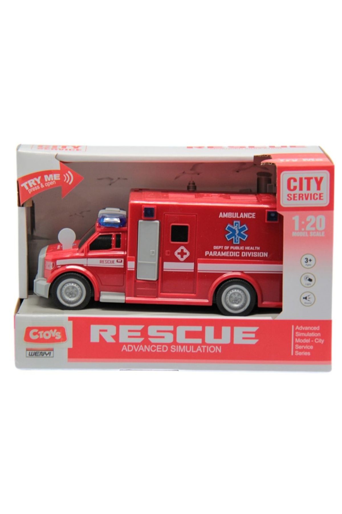 ctoy Oyuncak Sesli Ve Pilli Ambulans 1:20 WY670B