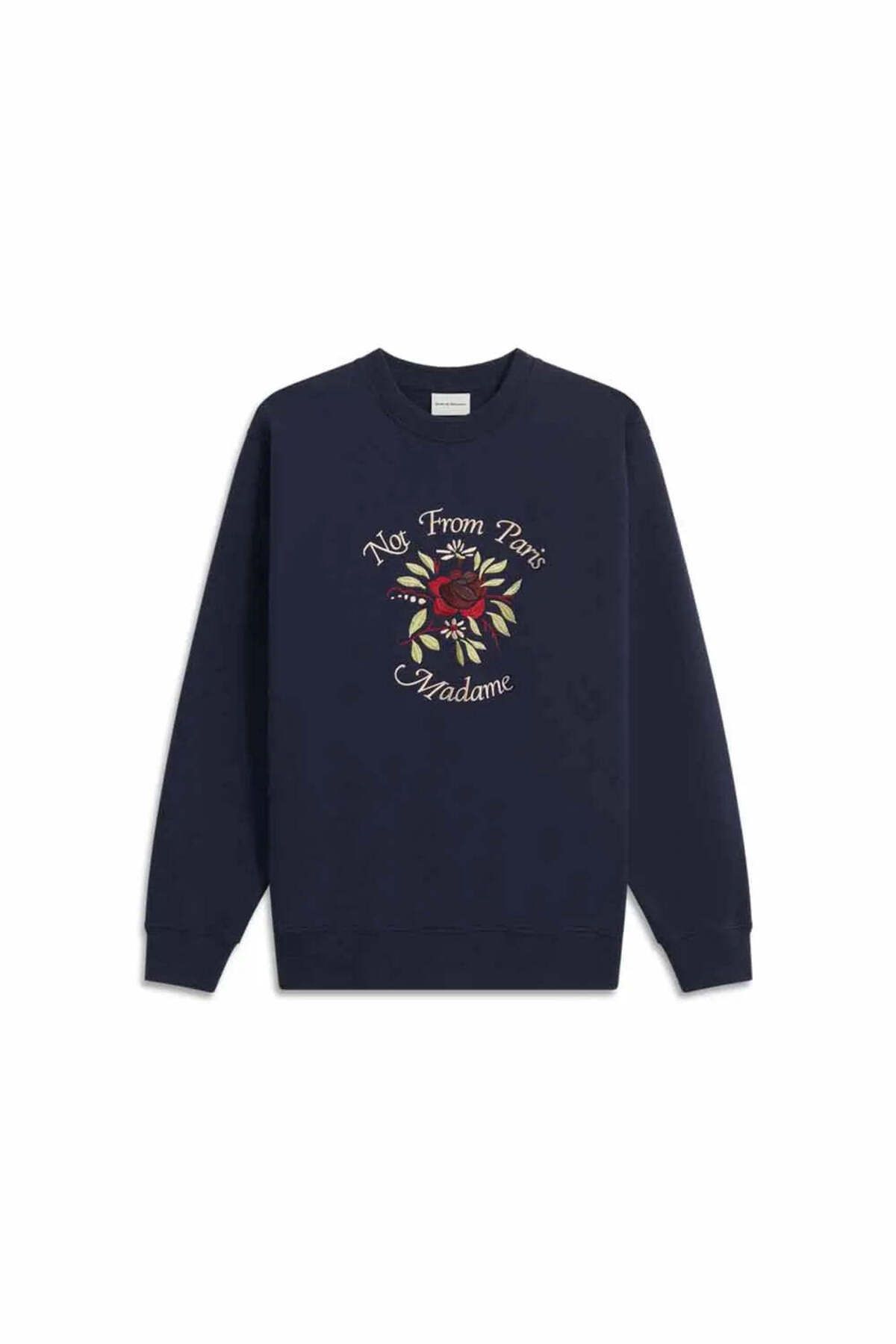 American Rag Cie Klasik Mavi 100% Pamuk Slogan Fleurs Nakışlı Sweatshirt