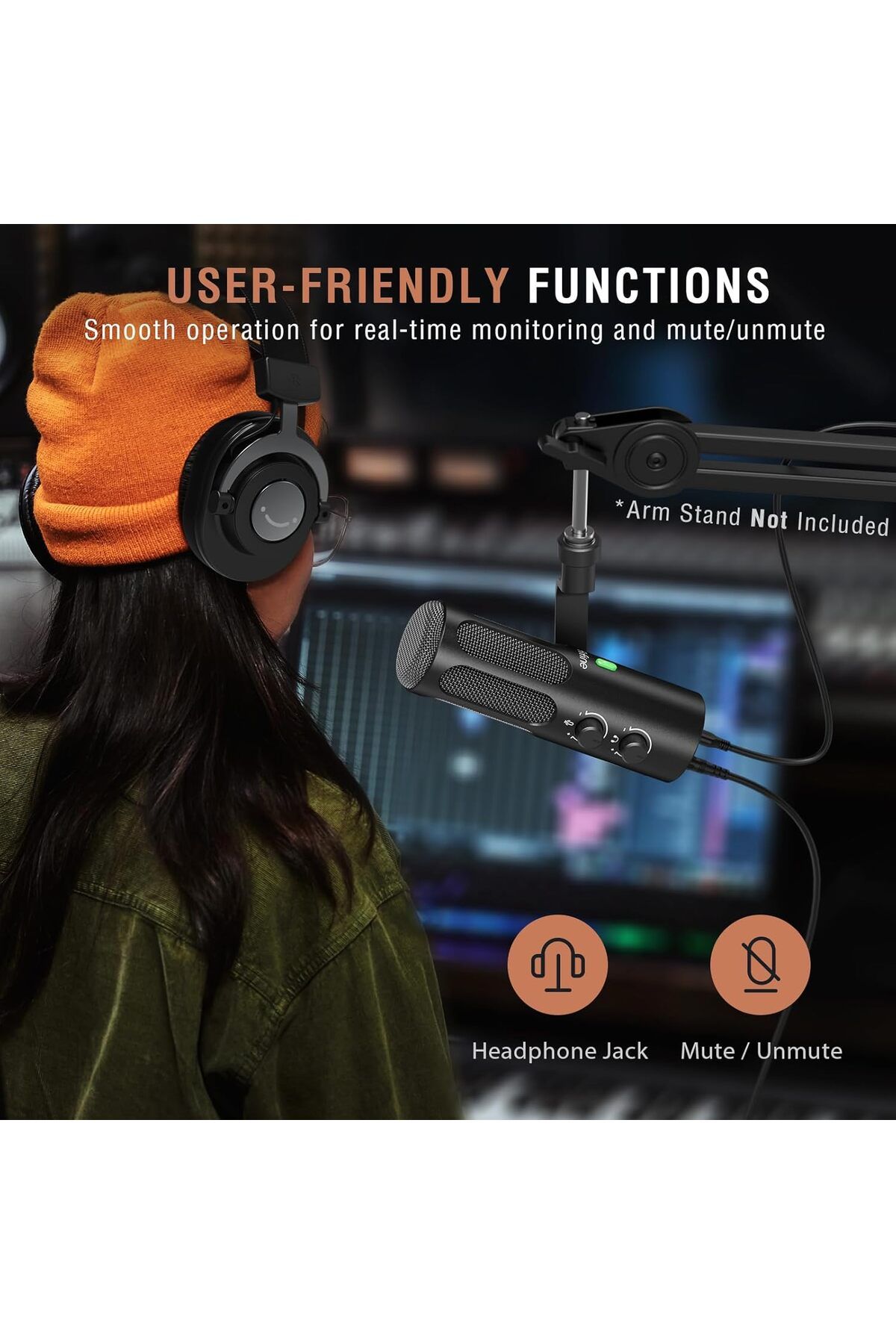 Fifine-XLR/USB Podcast Dynamic Microphone for Streaming, Studio XLR Microphone, PC Streamer Mic All 9