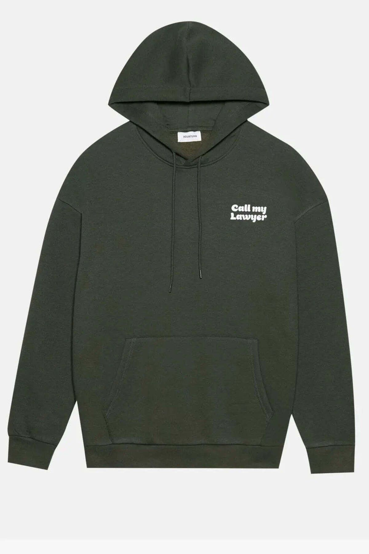 American Rag Cie Erkekler için Call My Lawyer Kapüşonlu Sweatshirt - Koyu Yeşil, Rahat ve Şık