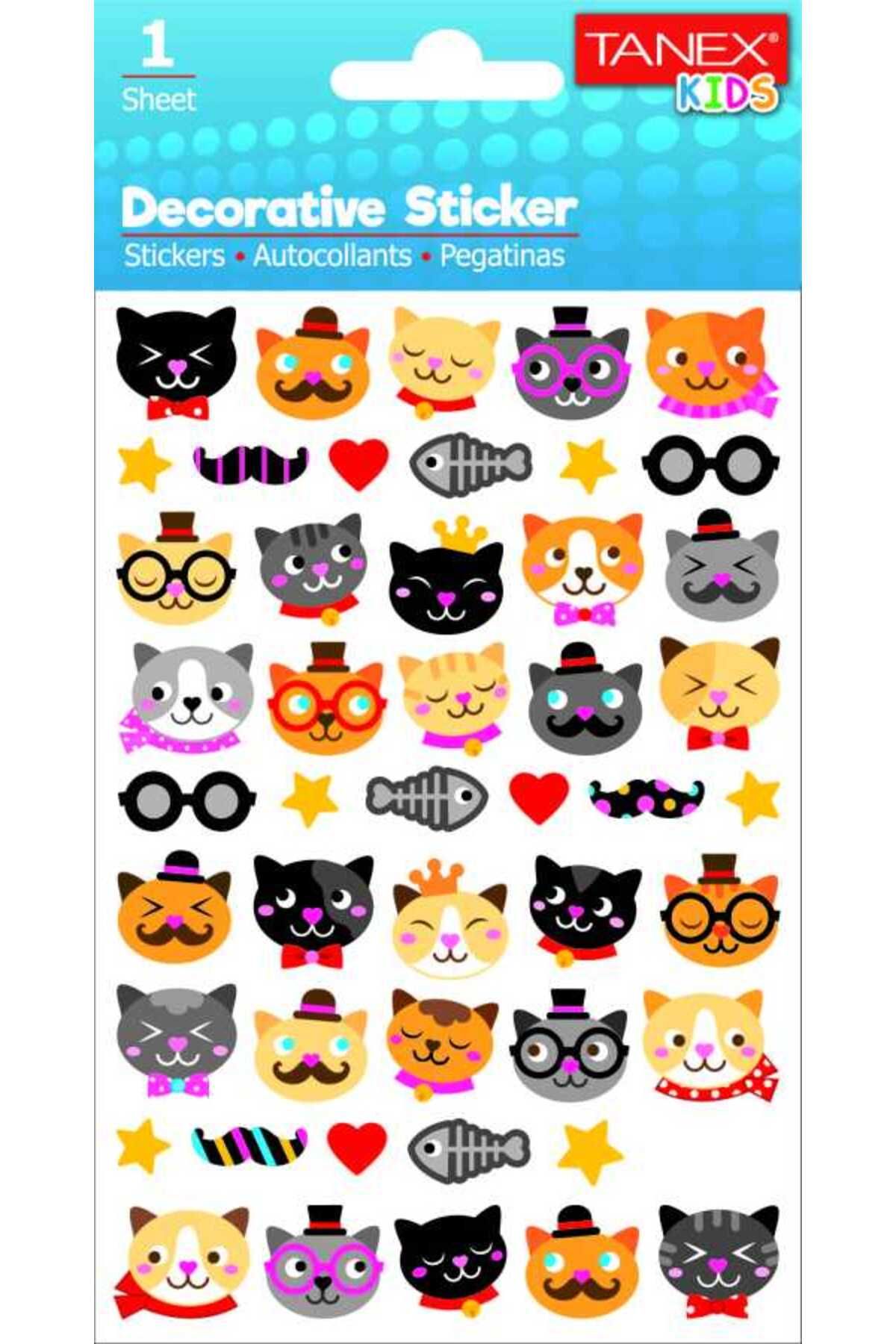 Tanex Stickers Eu Puffy Damla Etiket Kedi Serisi 5 Li Tnx-25043 (5*5 Li Paket)