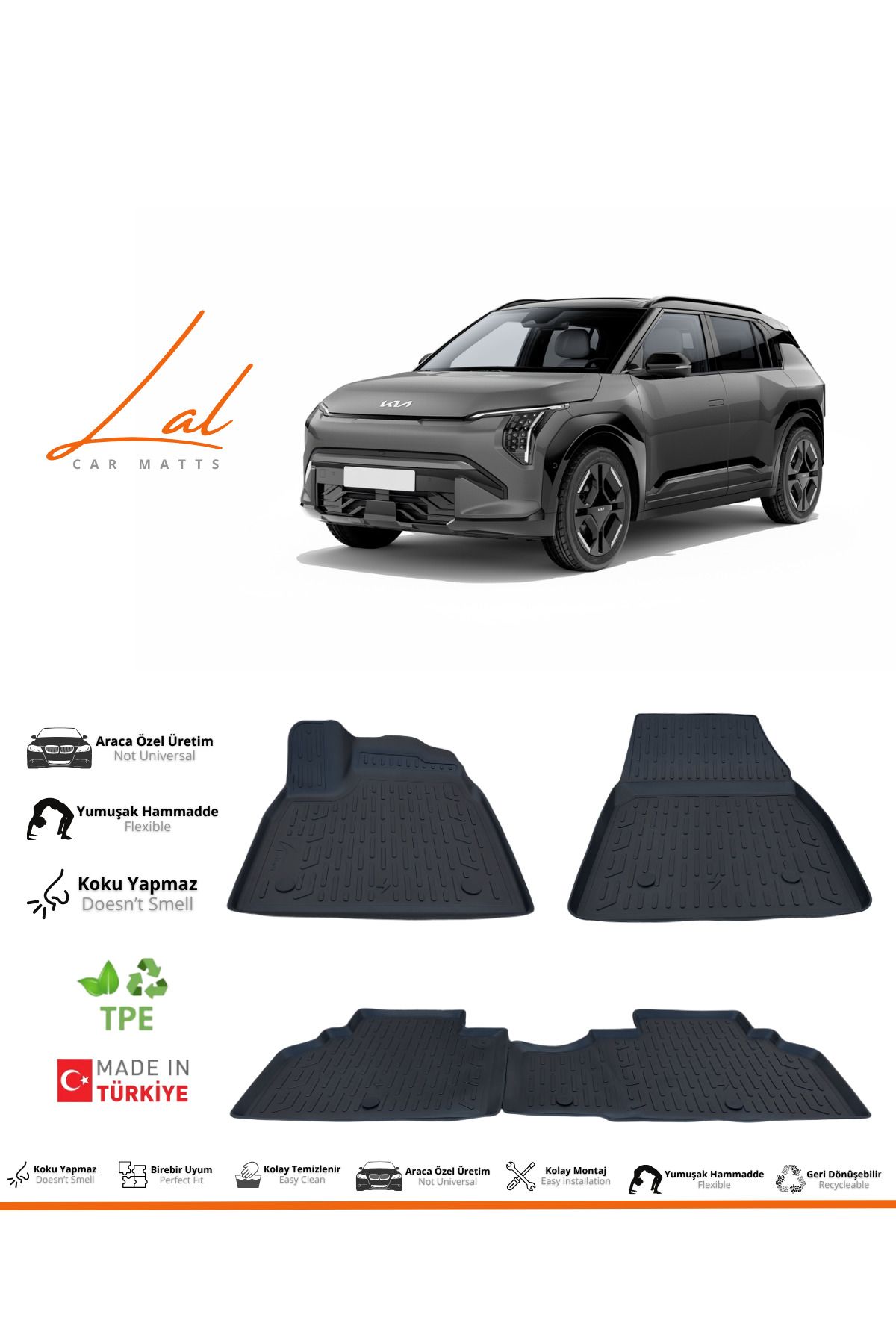 Lal Kia Ev3 3D Havuzlu Paspas (2024 ve sonrası uyumlu)