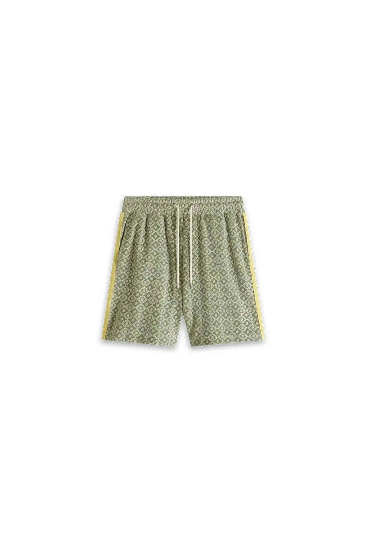 American Rag Cie Yeşil Kadife Monogramlı Kısa Şort - Regular Fit, Rahat Tasarım