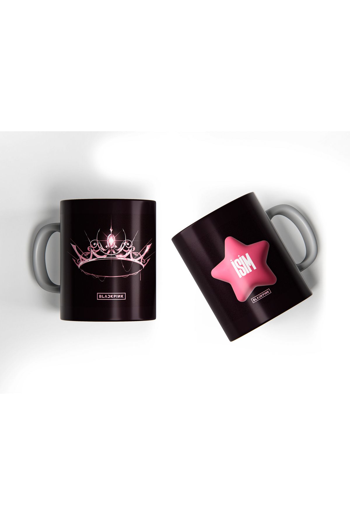 BİBANAPROMOSYON Black Pink Kişiye Özel Kupa Isimli Black Pink Prenses Taç Tasarımlı Kişiye Özel Kupa Bardak