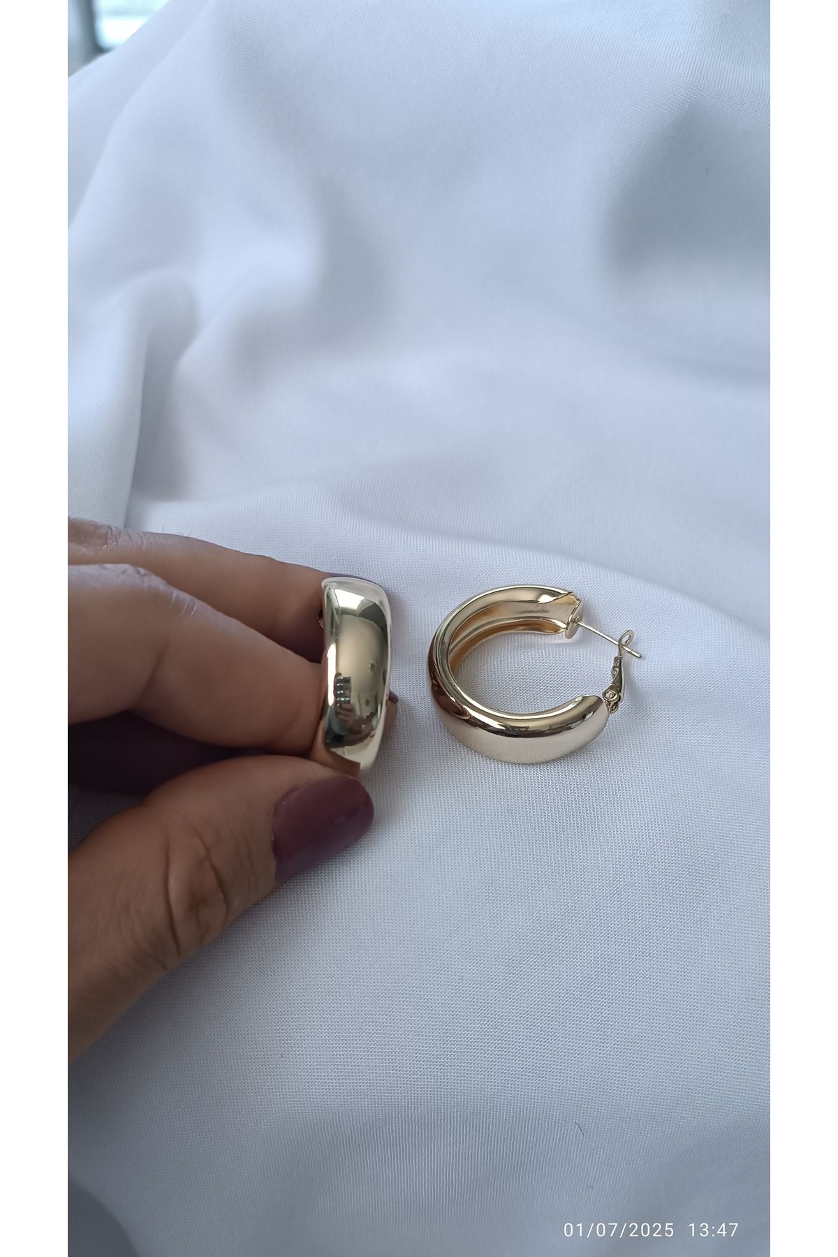 ARİ TAKI Kalın Gold çelik halka küpe