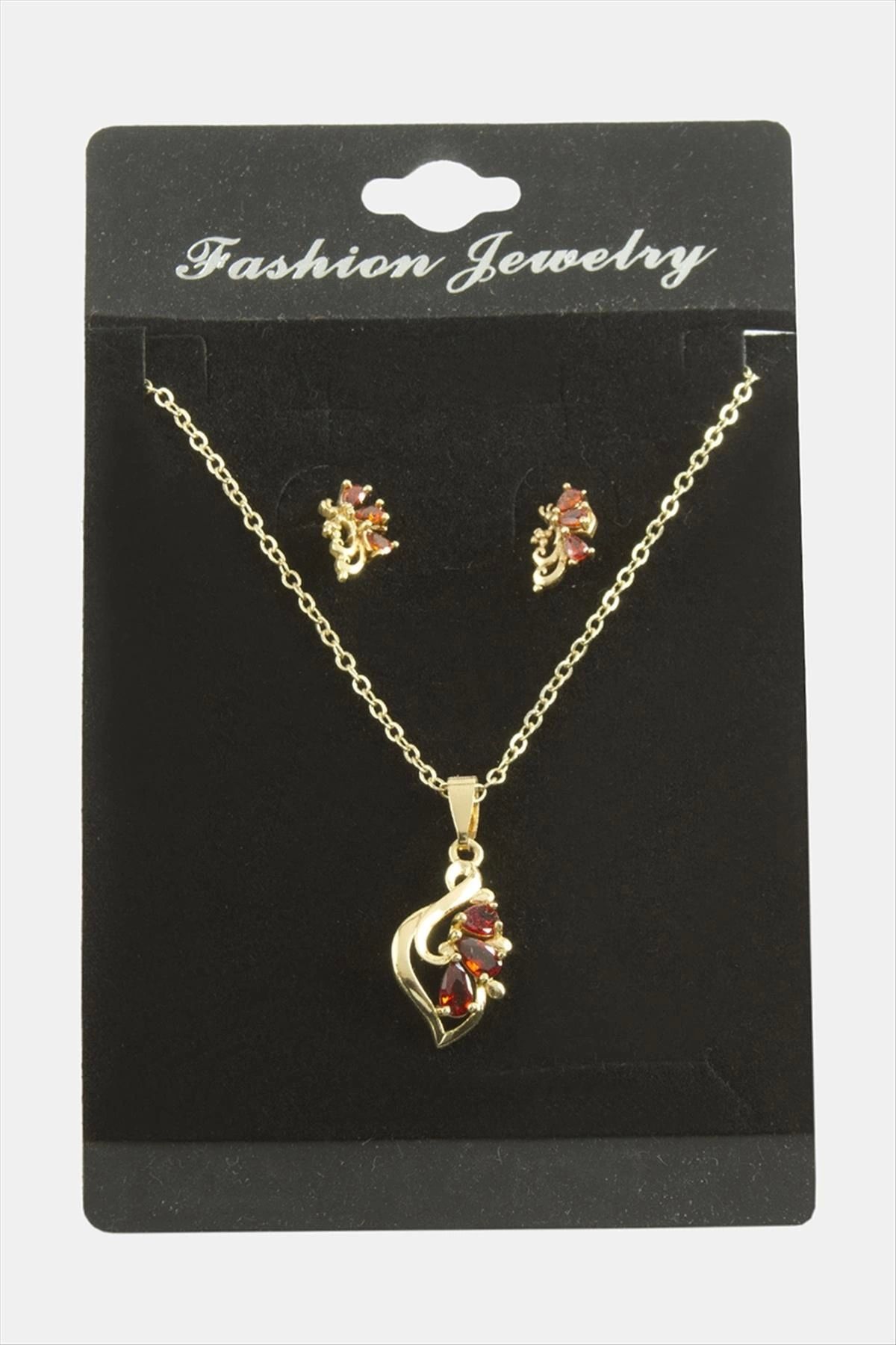 Modafiks Çiçek Zirkon Taşlı Set Kolye