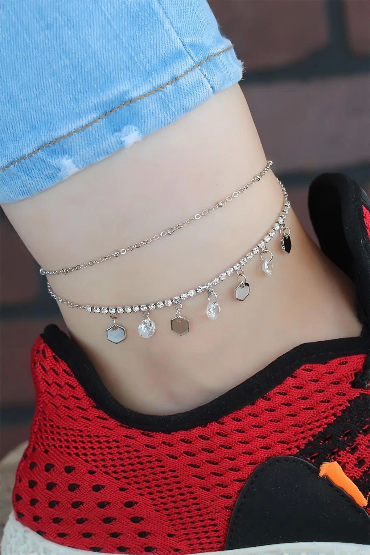Moco Zirkon Taşlı Silver Renk Kaplama Kalpli Hal Hal