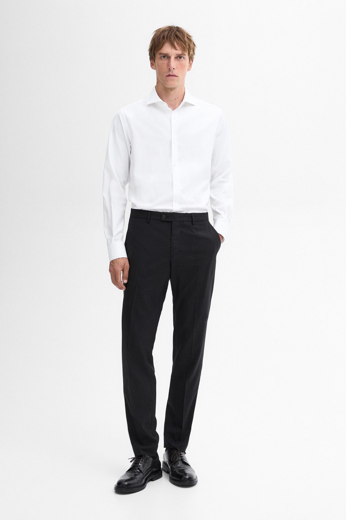 Massimo Dutti Slim fit kolay demir poplin gömlek