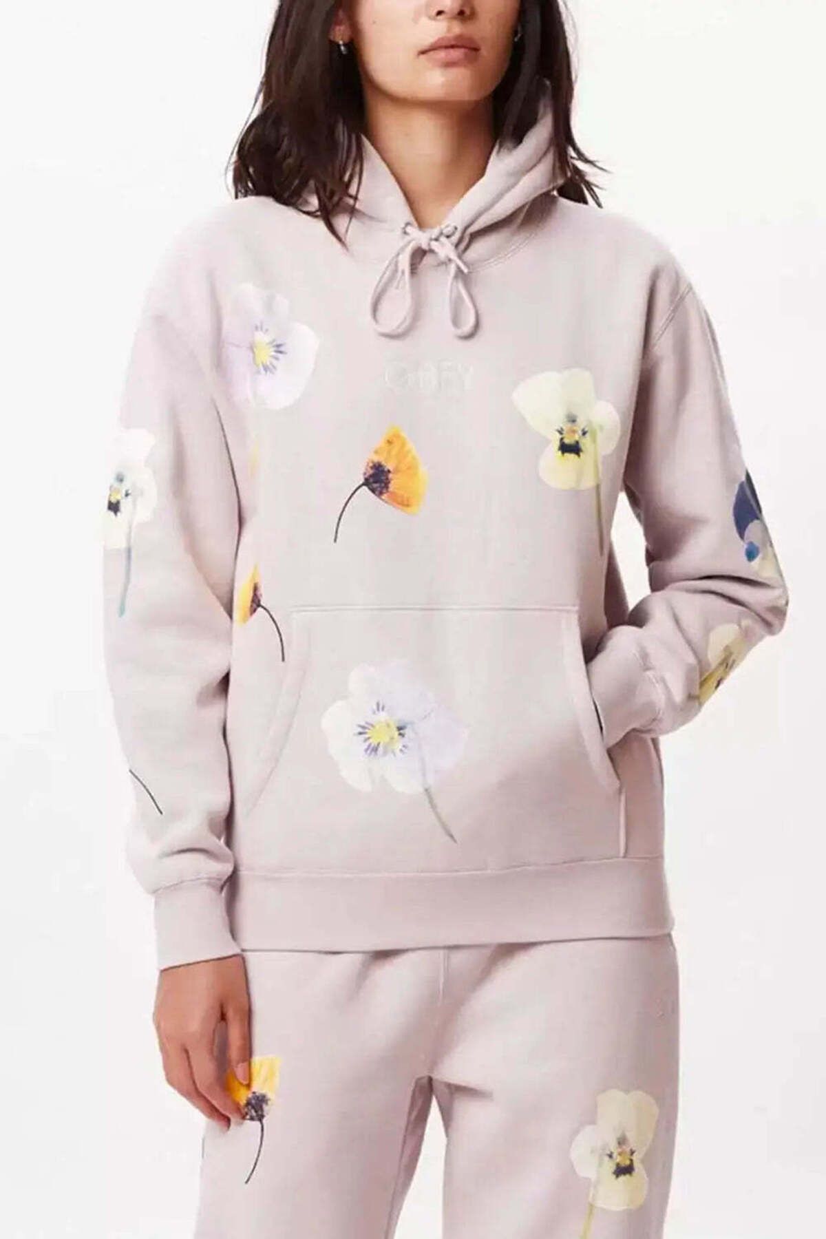 American Rag Cie Kadın Açık Mor Kapüşonlu Sweatshirt – Baskılı & Nakışlı, Pamuk Karışımlı Rahat Kalıp