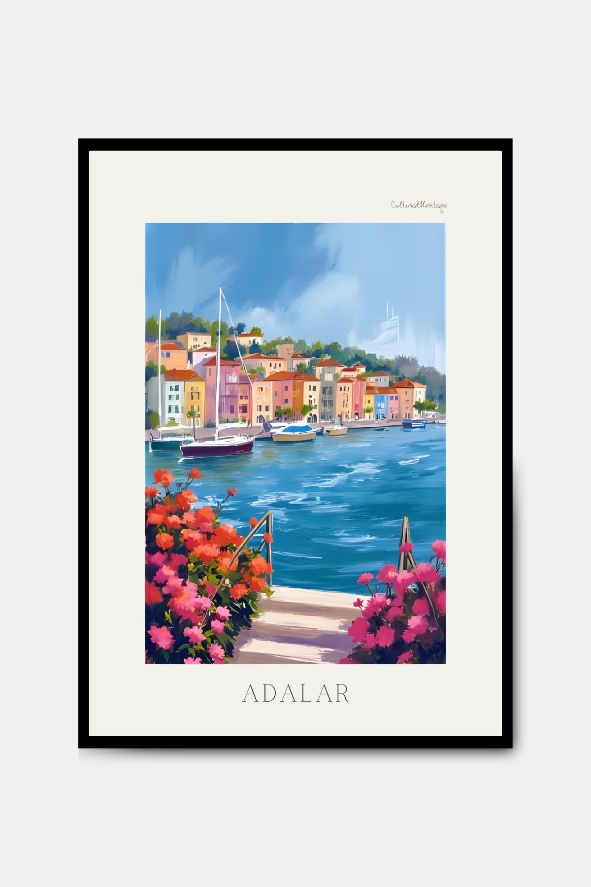 PİTAYA İstanbul Adalar Poster - Çerçevesiz Tasarım Poster Yağlı Boya Tablo Duvar Dekorasyonu