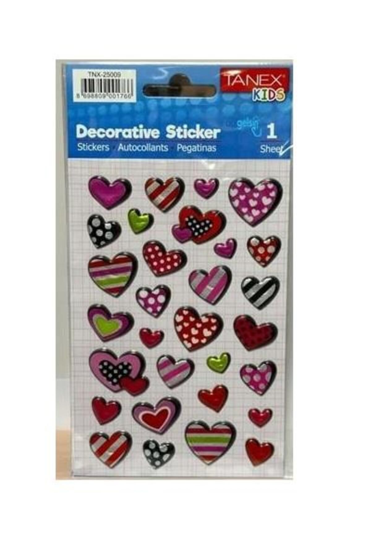 Tanex Stickers Eu Puffy Damla Etiket Kalp Serisi 5 Li Tnx-25009 (5*5 Li Paket)