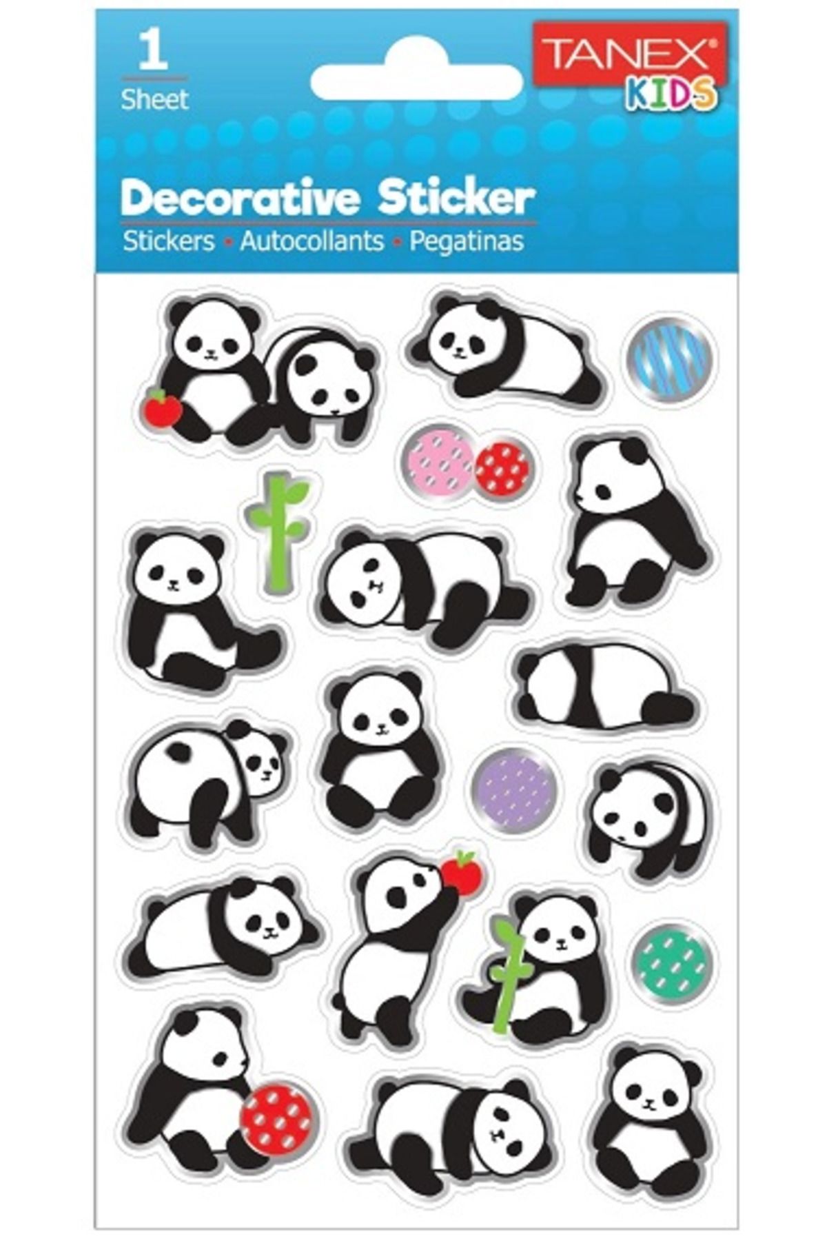 Tanex Stickers Eu Puffy Damla Etiket Panda Serisi 5 Li Tnx-25060 (5*5 Li Paket)