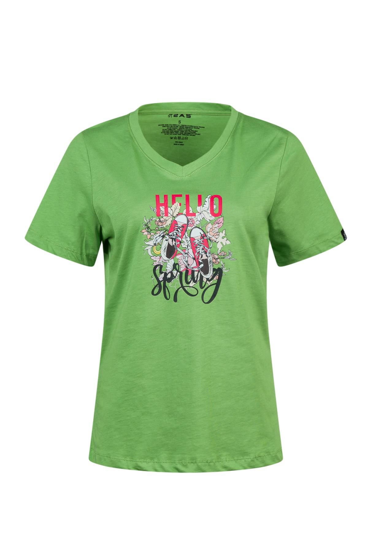 2AS Alone Baskılı V Yaka Kadın T-Shirt 402