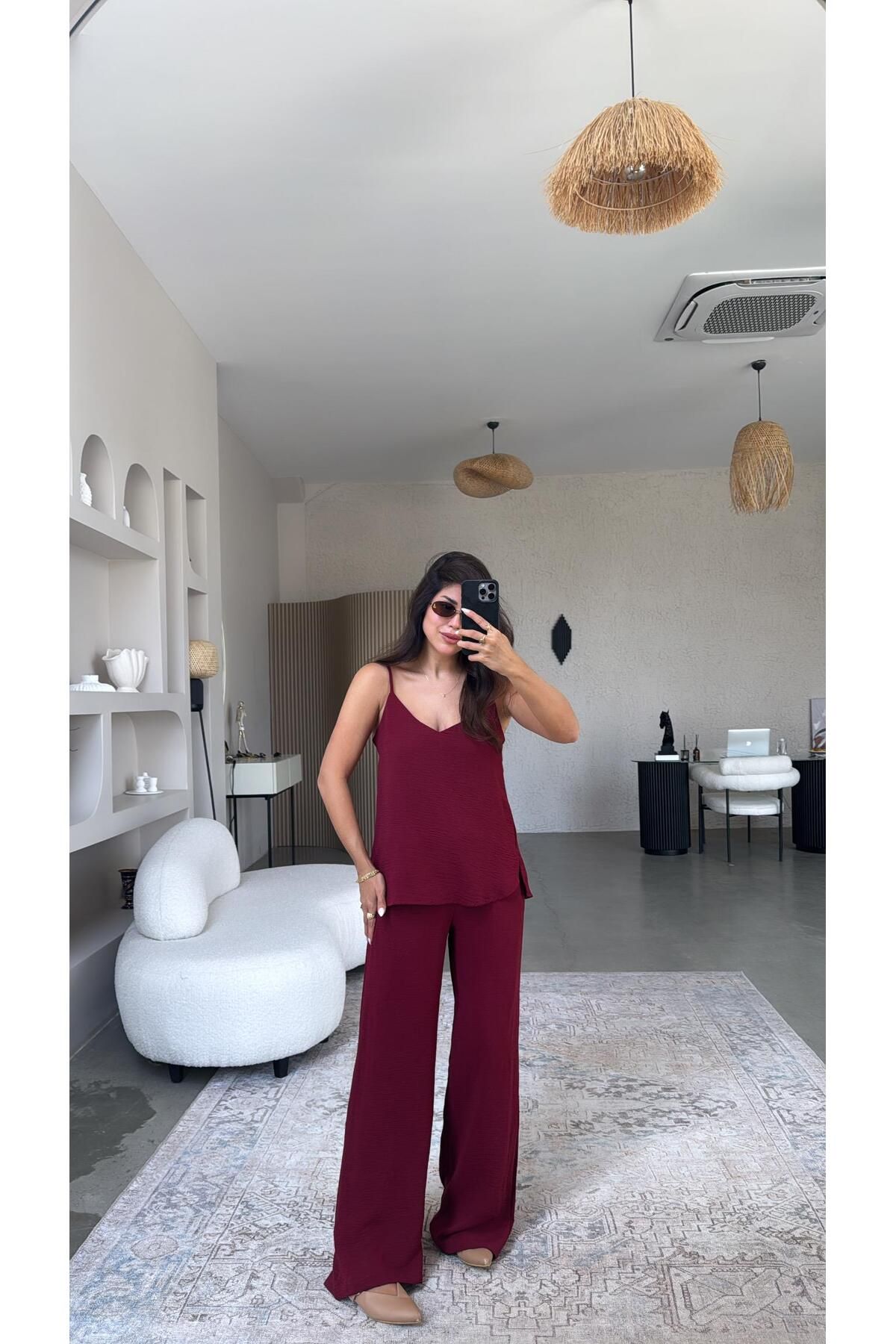 Buket Teke Bordo İp Askılı Basic Tiril Takım