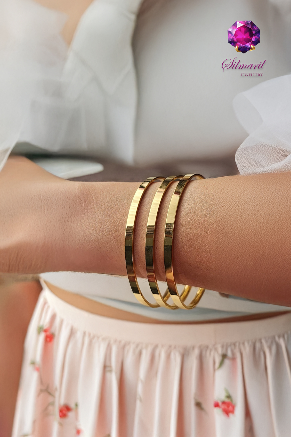 Günlük ve Özel Günler İçin Mükemmel: Altın Renk Kalın Ajda Bilezik — Silmaril Store (4)