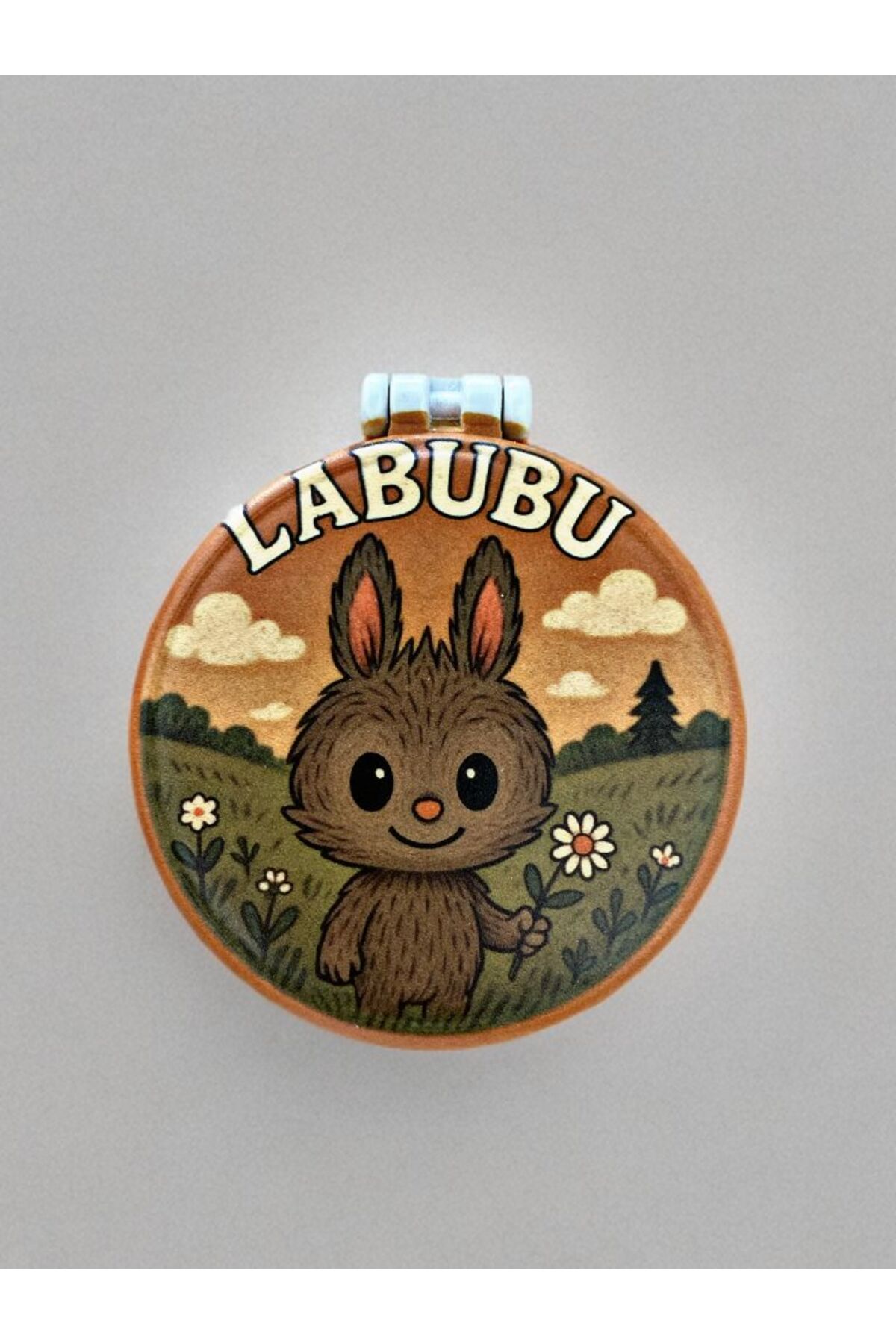 Home LABUBU temalı Plastik El Aynası. Çap: 9cm. Çift Taraflı