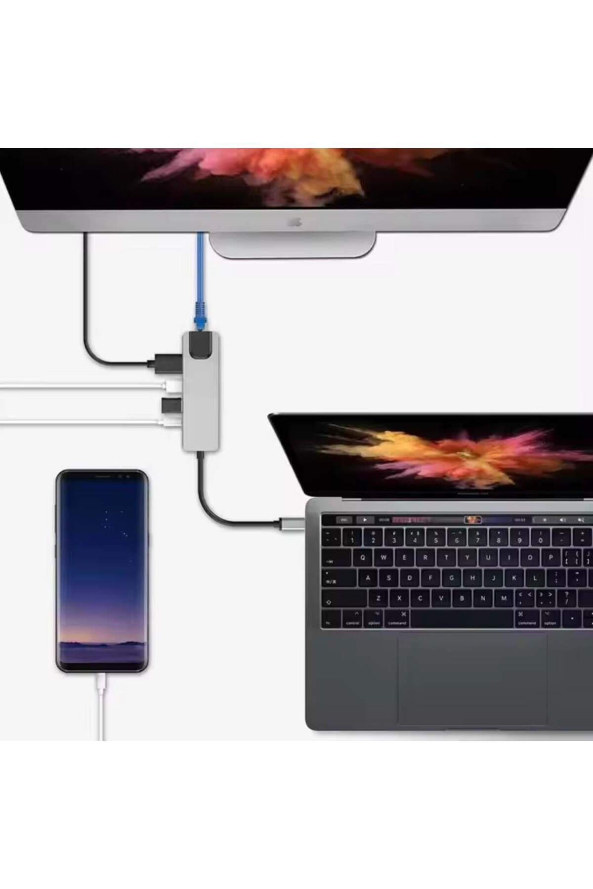ACL USB-C 4 in 1 Hub 2xUSB-A 2xUSB-C Çıkışlı USB-A+C Girişli Metal Gövdeli Dönüştürücü
