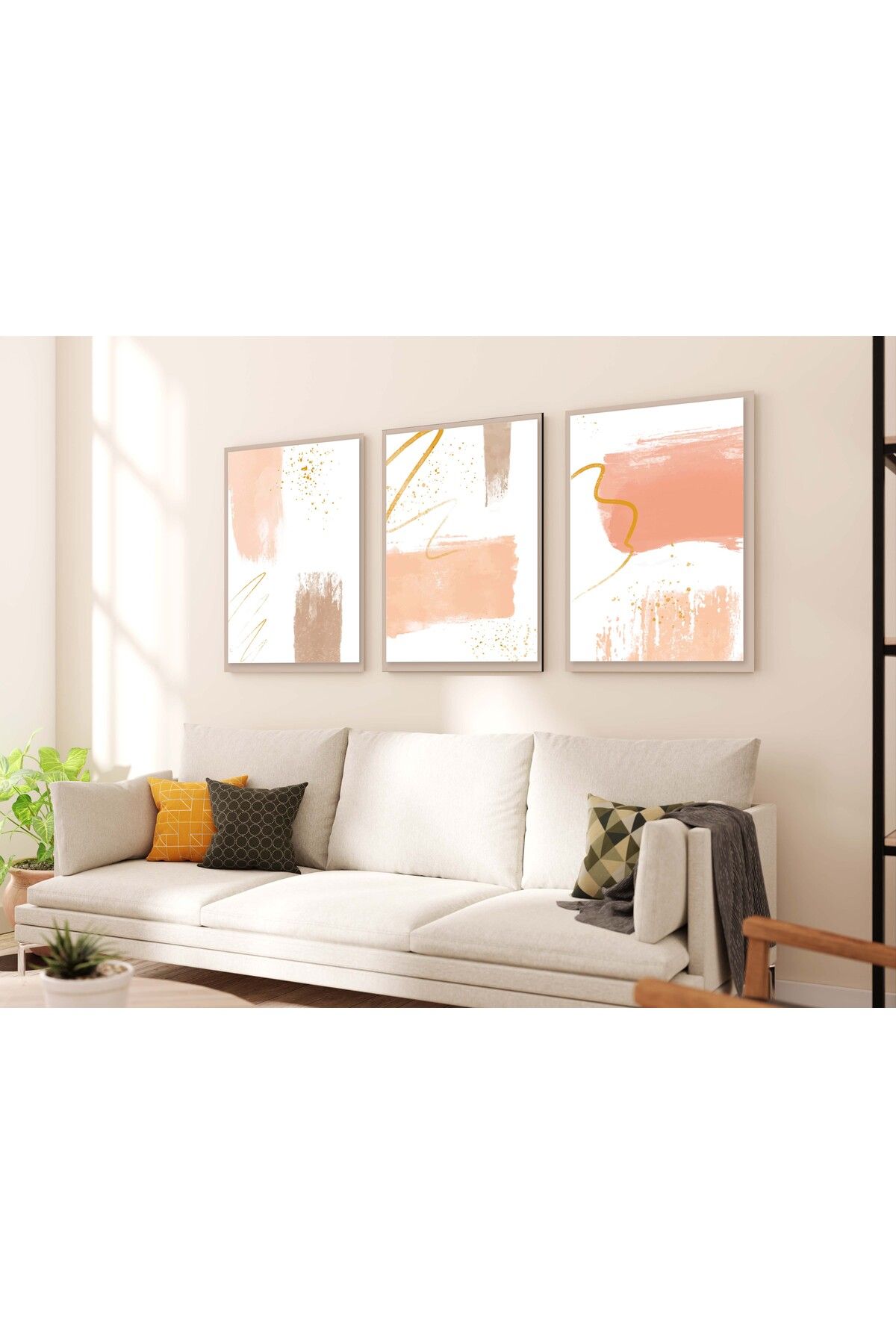 MAGNASTE Duvar Tablosu Çerçeve Görünümlü Mutfak Tabloları 3 lü Tablo Premium Kalite Modern Tablo Bohem Tablo