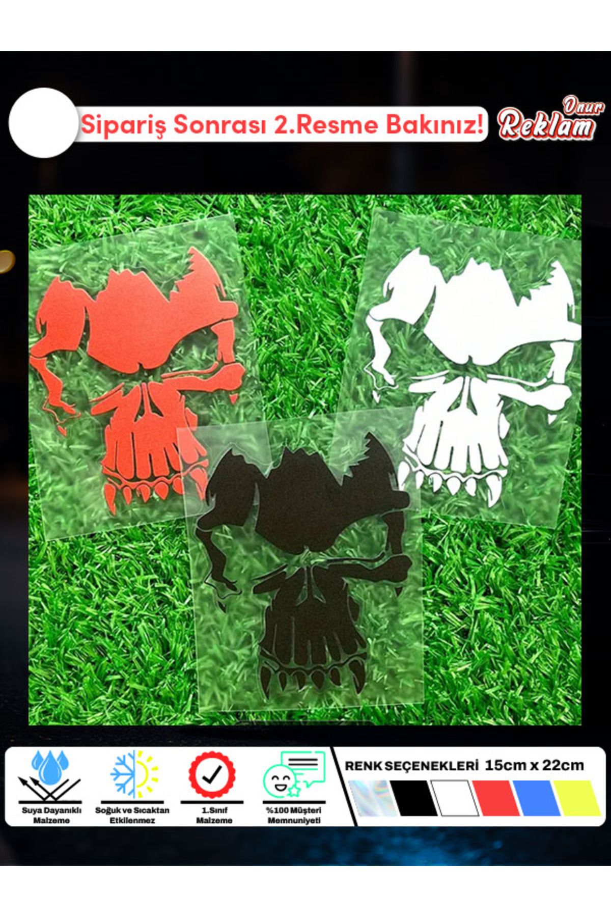 Onur Reklam Joker Kafatası Tasarımlı Araç Sticker – Suya Dayanıklı (15x22 cm)