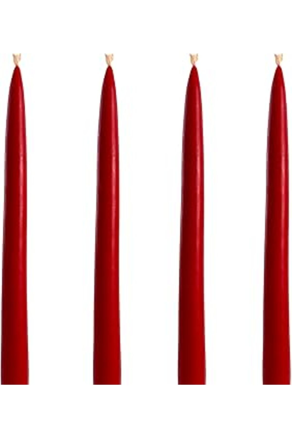 Roses Store Petekoğlu Balmumu Mum 4 Adet Standart Şamdan Mumu 25Cm Boy 2Cm Kalınlık Kırmızı Dekoratif Mum Beesw