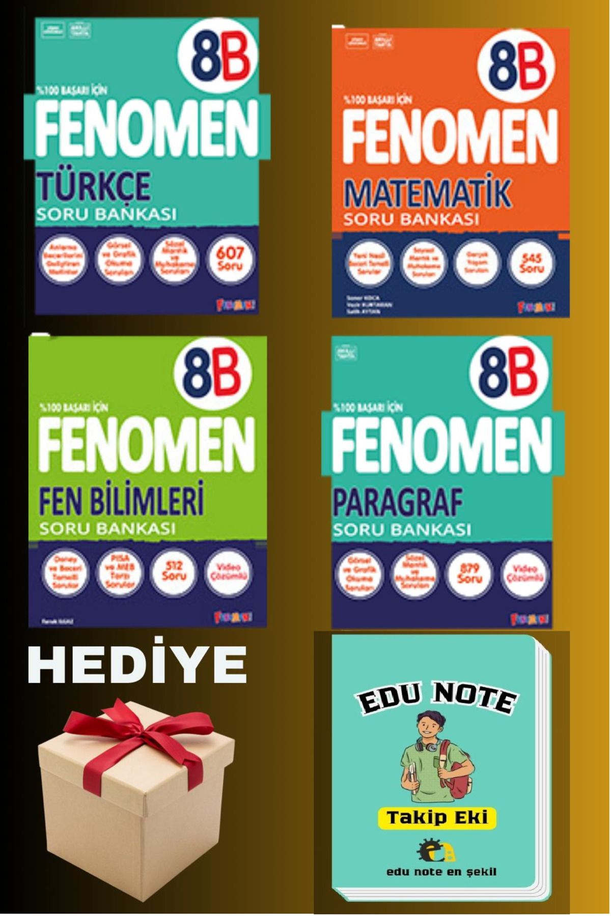 Fenomen Yayıncılık TAKİP 2025 LGS 8.SINIF FENOMEN TÜRKÇE B MATEMATİK B FEN B PARAGRAF B SERİSİ SINAV TARZI YENİ NESİL