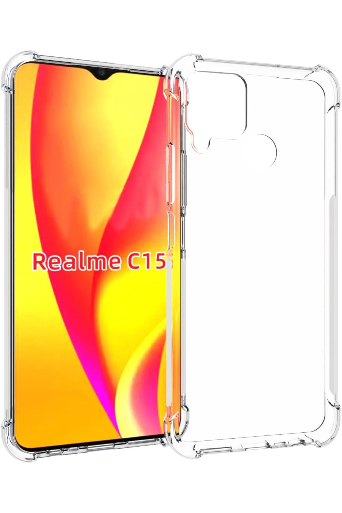 Ehr. Realme C15 Uyumlu Darbe Önleyici Sararmaya Dayanıklı Airbag Korumalı Ultra Slim TPU Şeffaf Silikon K