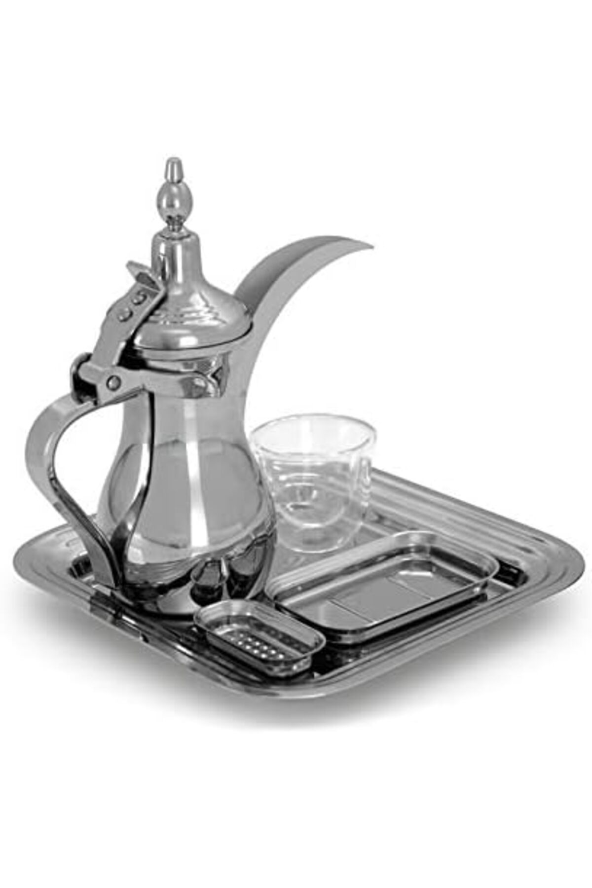 طقم تقديم قهوة صغير - دلة عربية - فضي