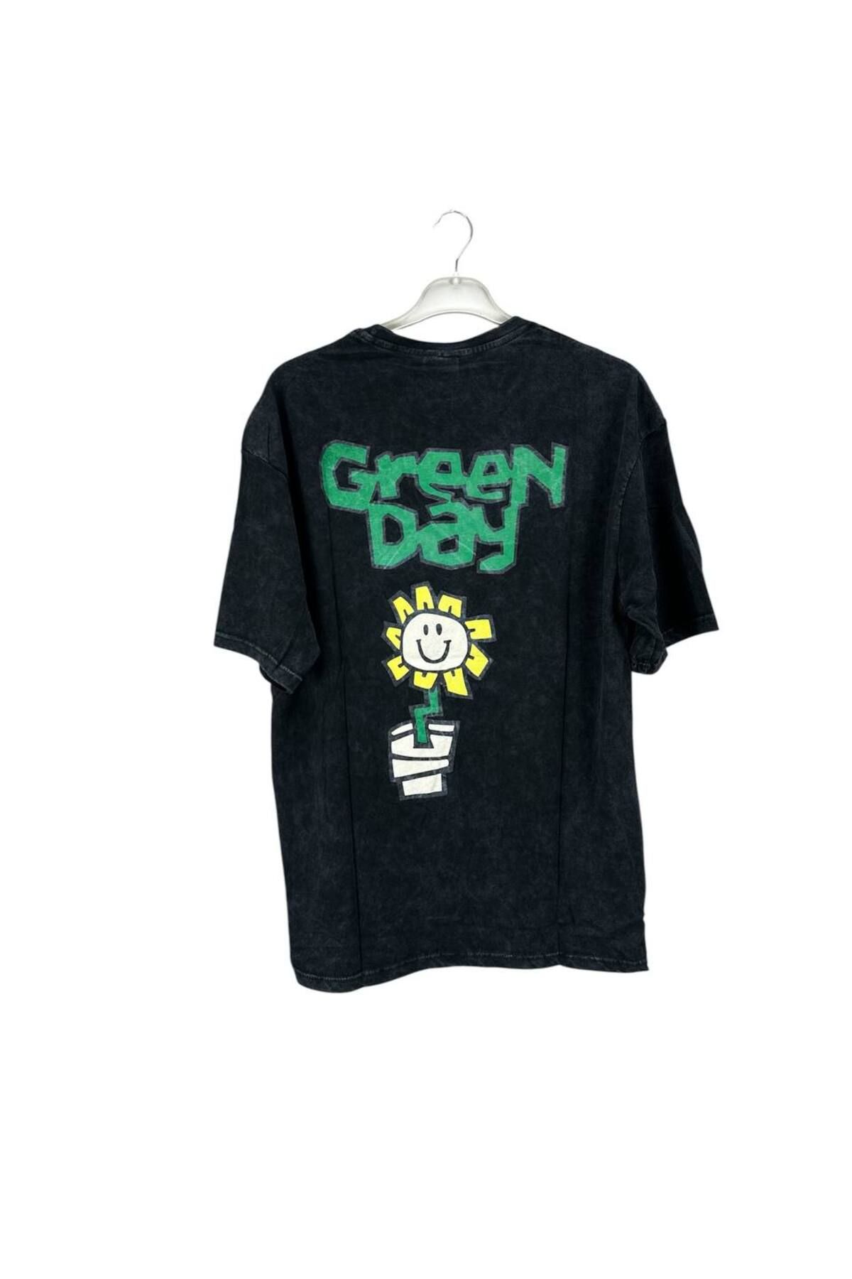 Lucky Boy Green Day Yıkamalı Vintage T-Shirt