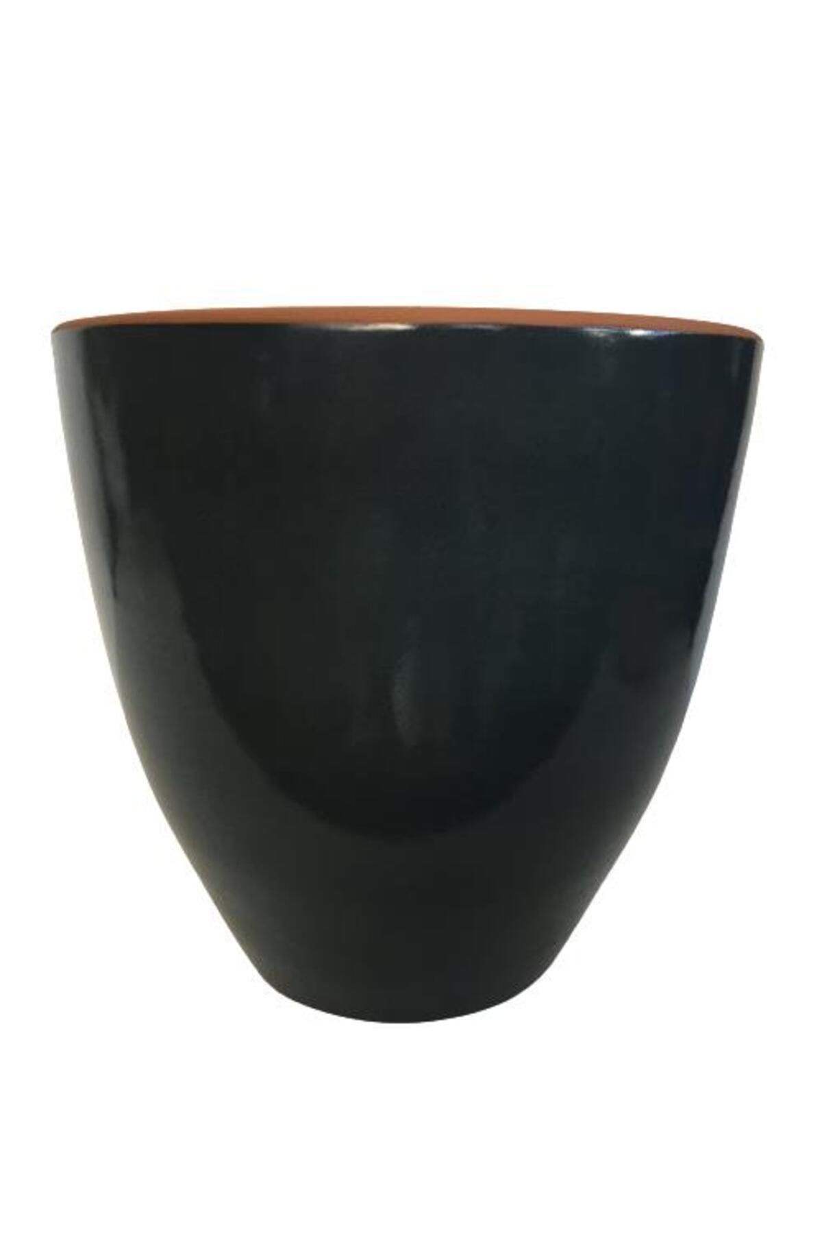 önder botanik ANTRASİT RENK SIRLI , EL YAPIMI TOPRAK SAKSI 36*38 CM)
