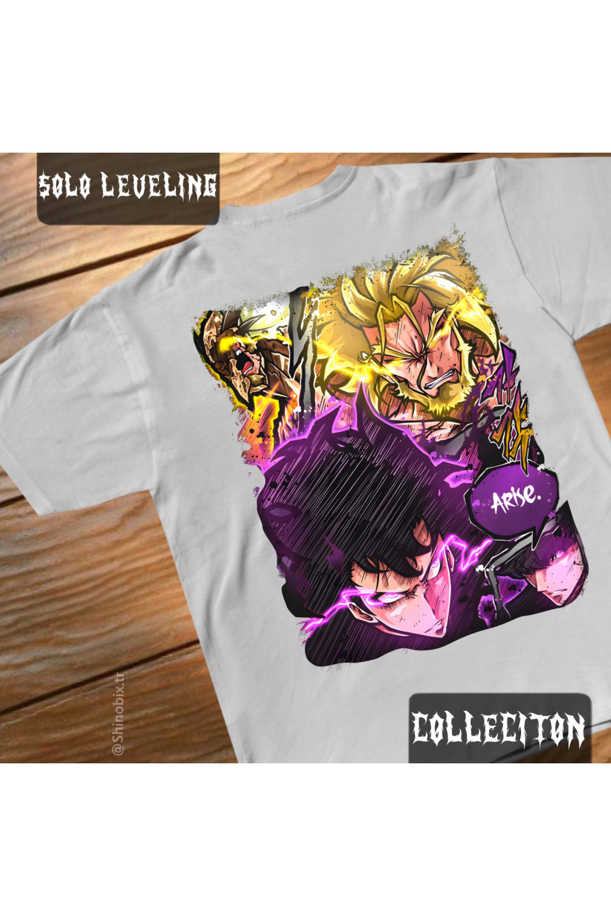 SHINOBIX Solo Leveling Anime Sung jin Woo, Thoams Andre Oversize Baskılı T-Shirt