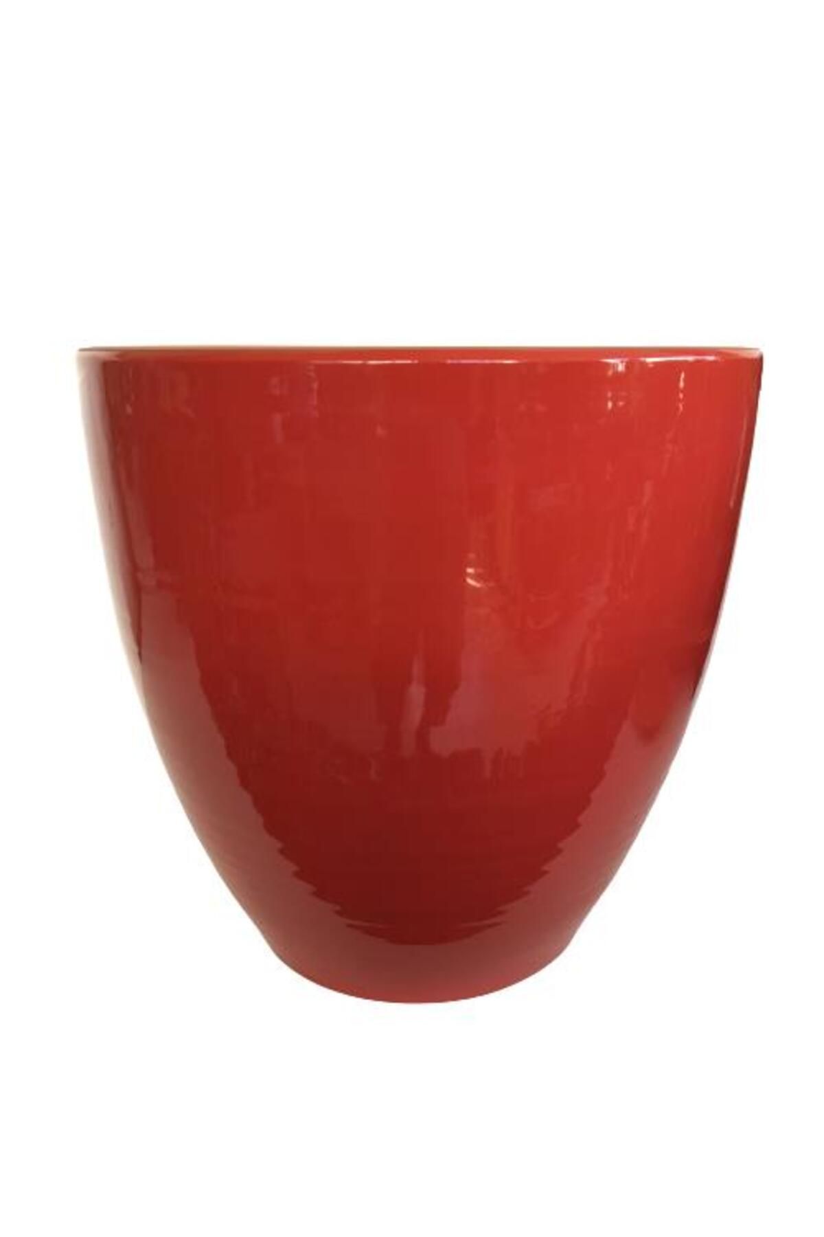 önder botanik KIRMIZI RENK SIRLI , EL YAPIMI TOPRAK SAKSI 36*38 CM)