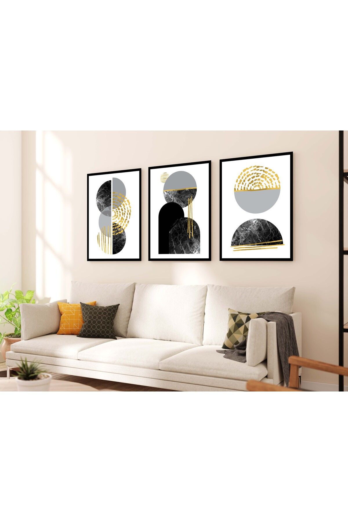 MAGNASTE Premium Kalite Duvar Tablosu Çerçeve Görünümlü Mutfak Tabloları 3 lü Tablo Modern Tablo Bohem Tablo