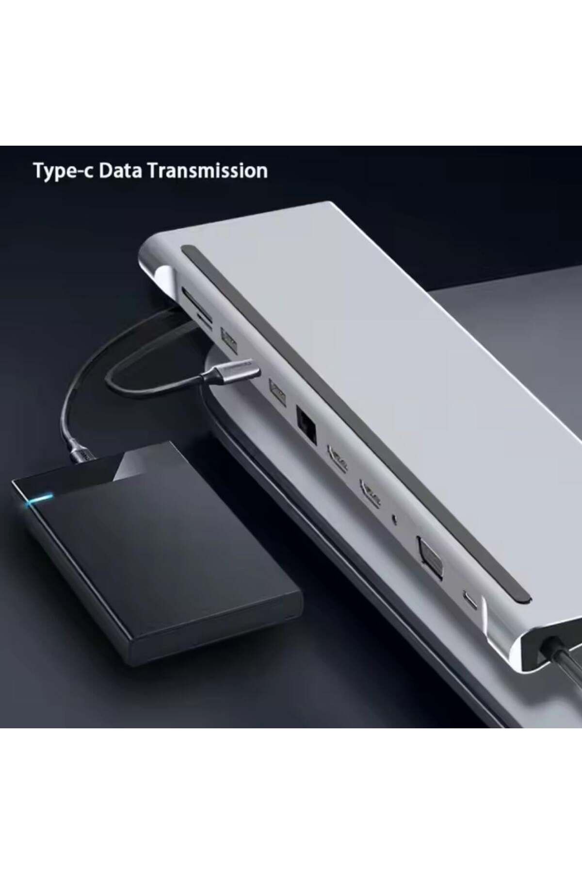 ACL USB-C 12 in 1 Çoklayıcı PD100W Hızlı Şarj VGA Ethernet HDMI SD USB-A Type-C Portlu Adaptör