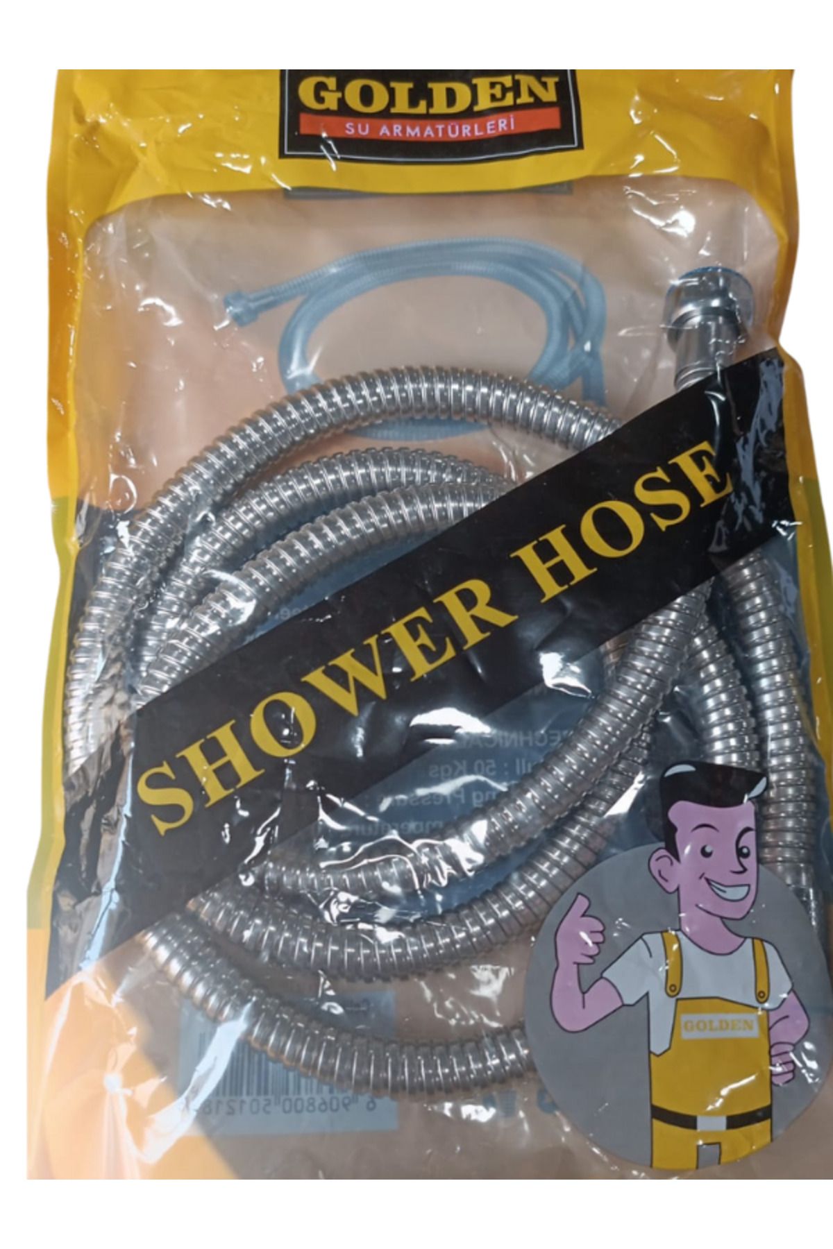 Golden Krom Çelik Örgülü Duş Hortumu – 150 cm, Paslanmaz Çelik, Pirinç Uçlu, EPDM İç Hortum,