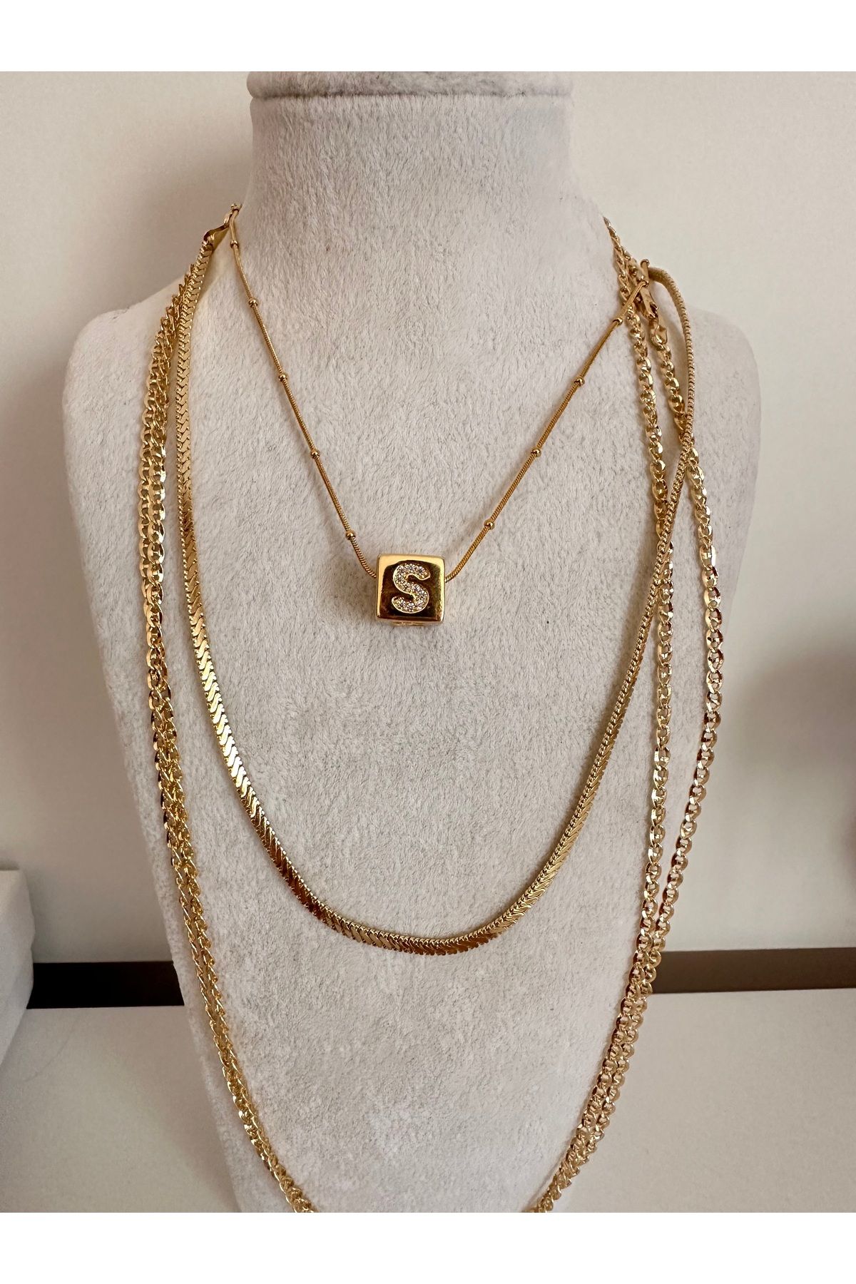 shop Çelik S harfi paslanmaz kolye