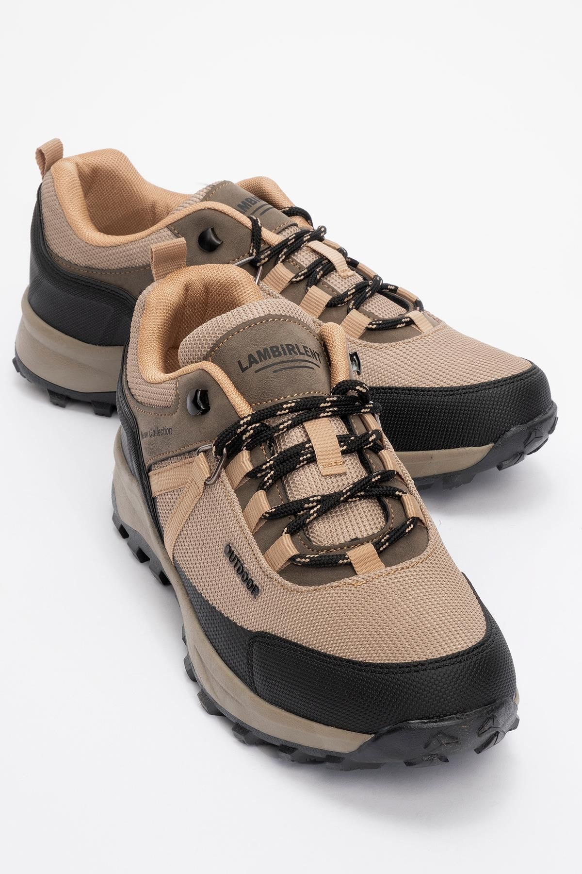 CCWAY AYAKKABI Kaydırmaz Erkek Outdoor Spor Bot BEJ SİYAH