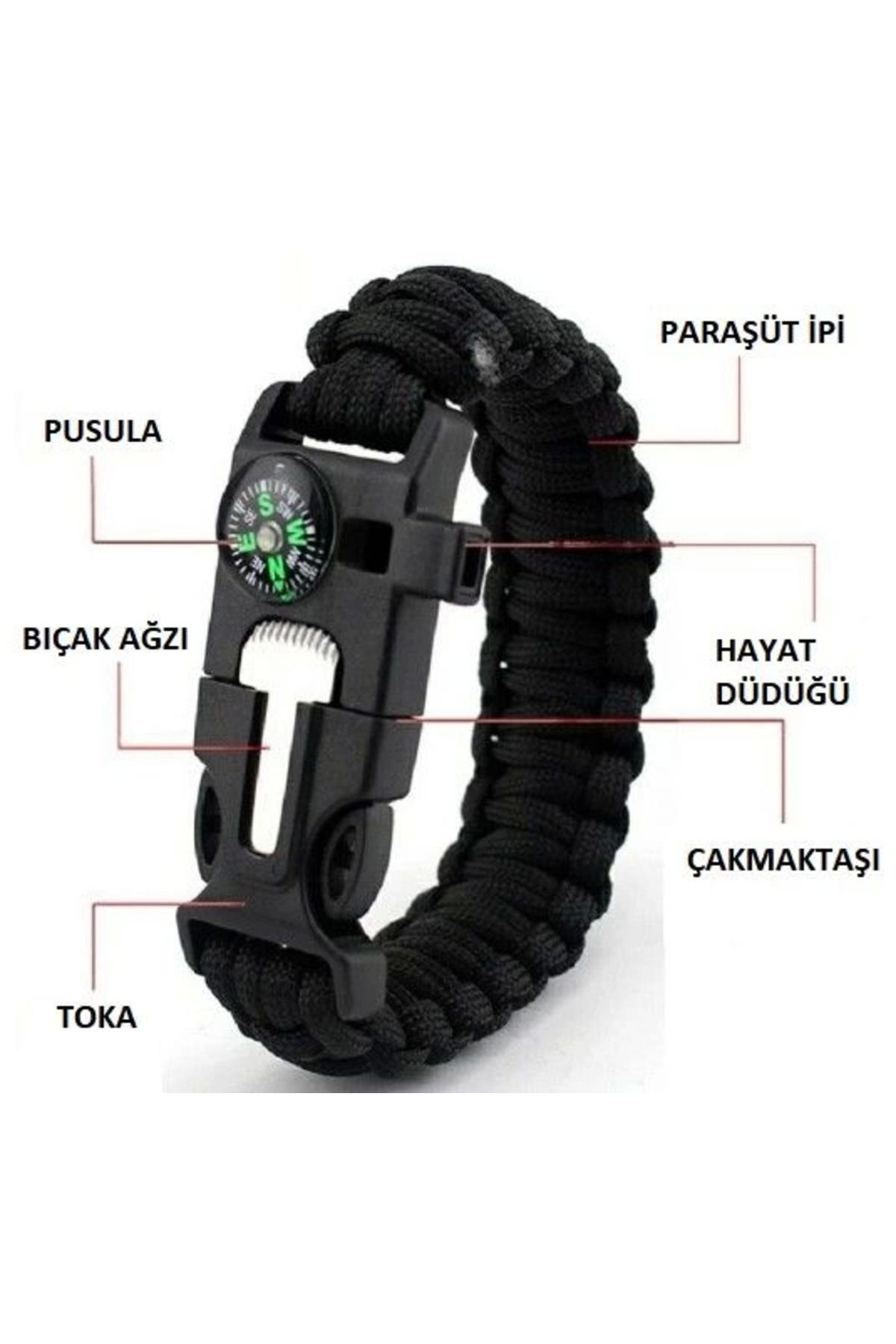 Zayla Survival Kamp Bileklik Düdük Çok Amaçlı