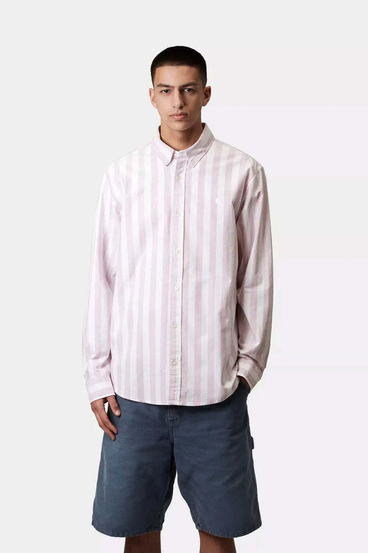 American Rag Cie Erkekler için L/S Dillion Gömlek - Rahat Kesim, Pamuklu, Çizgili Model