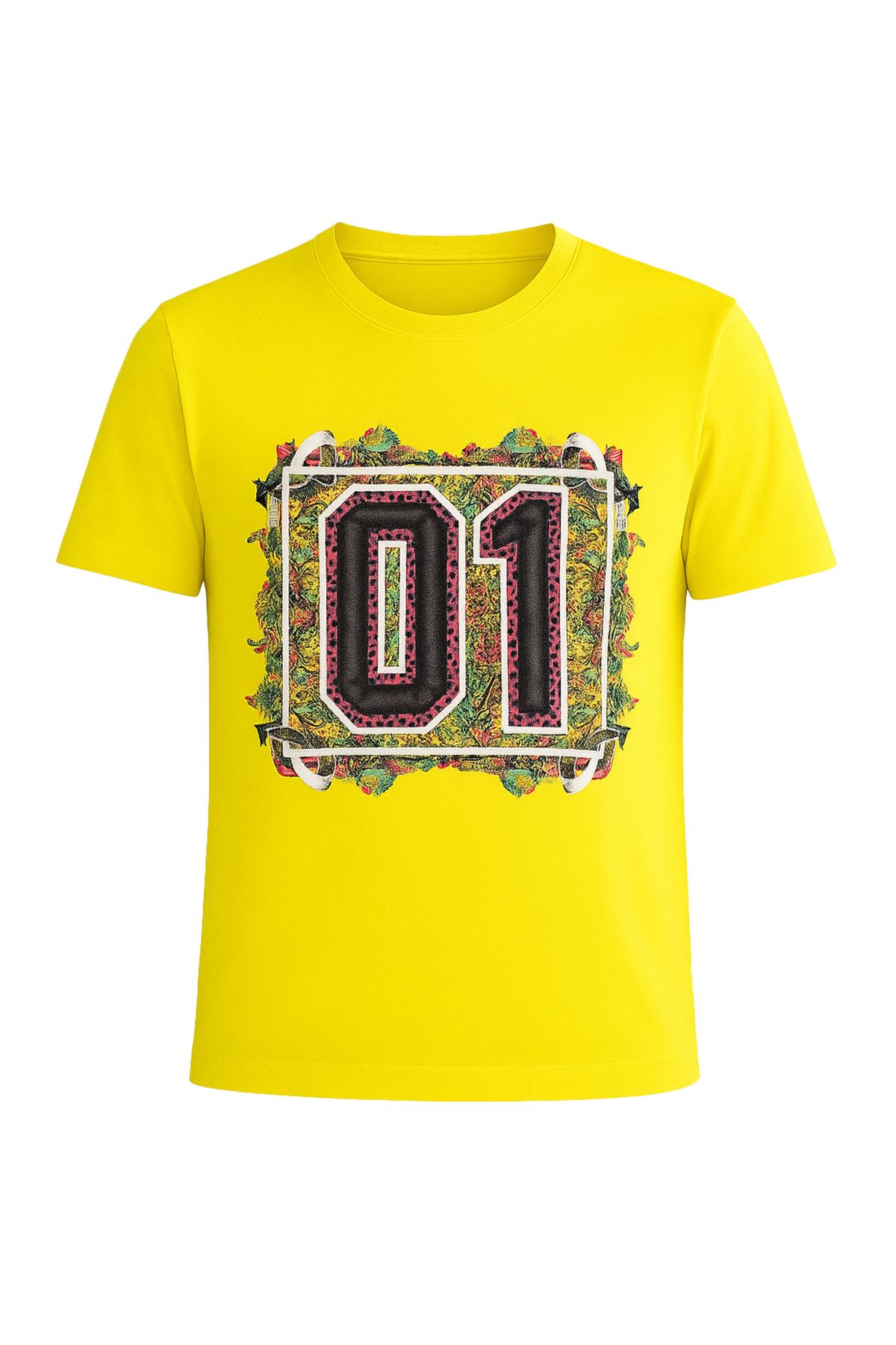 RICHBOY sarı "01" baskılı tişört