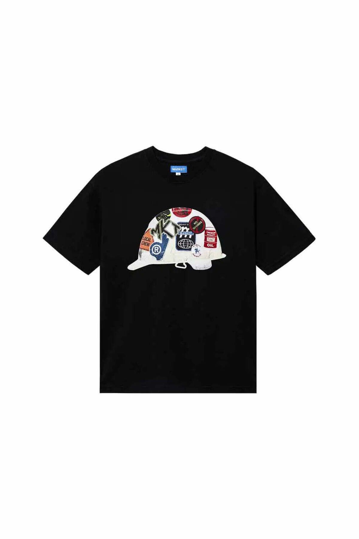 American Rag Cie 100% Pamuk Siyah Hard Hat T-Shirt - Erkekler için Temizlik Departmanı Tişörtü