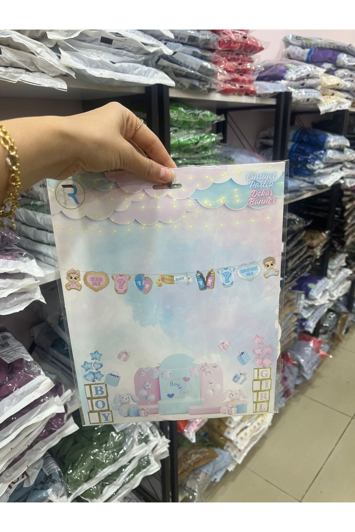 BALON HOME Partisi Kız mı Erkek mi Dekoratif Figürlü Banner Asma Süs