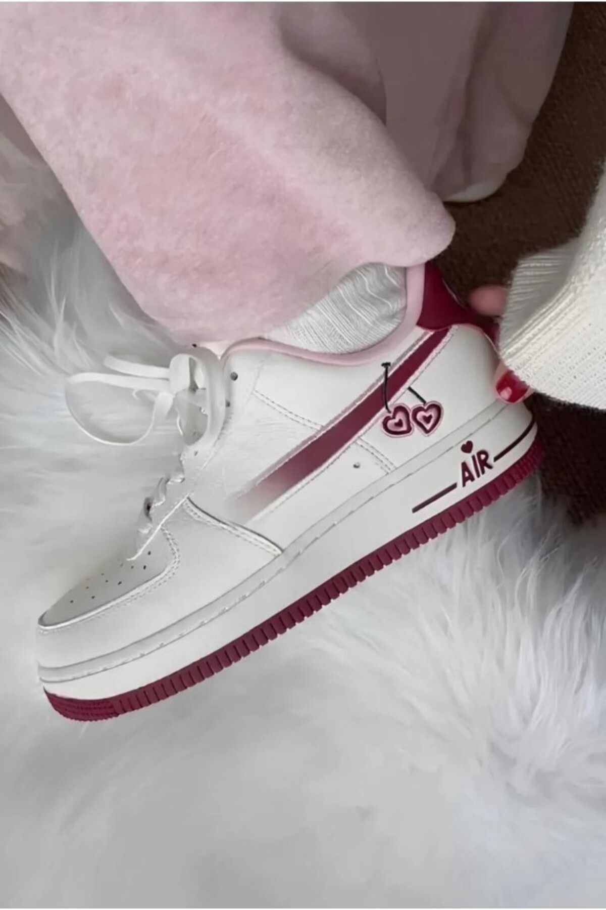 Badger Happy Valentines Kirazlı Sneaker Yüksek Ve Kaydırmaz Tabanlı Kadın Spor Ayakkabı
