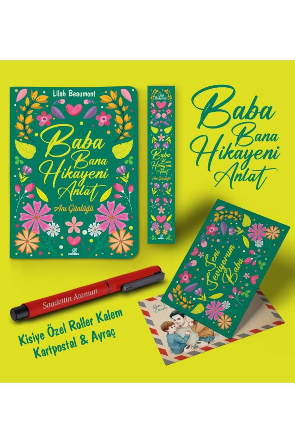 nesnel yayınlar Kişiye Özel Baba Bana Hikayeni Anlat Ayraç Kartpostal Kalem - Kırmızı