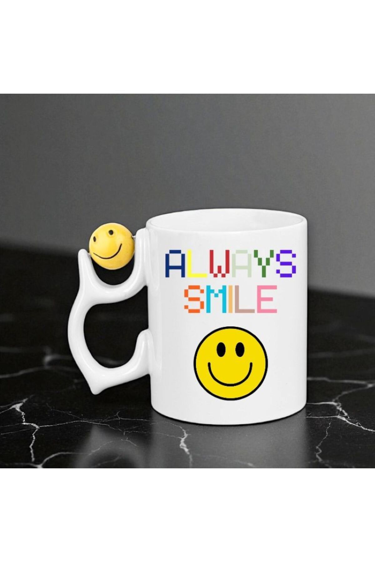 Nino Store 🟡😁 Always Smile Tasarımlı Hediyelik Baskılı Neşeli Kupa Bardak 🎨☕