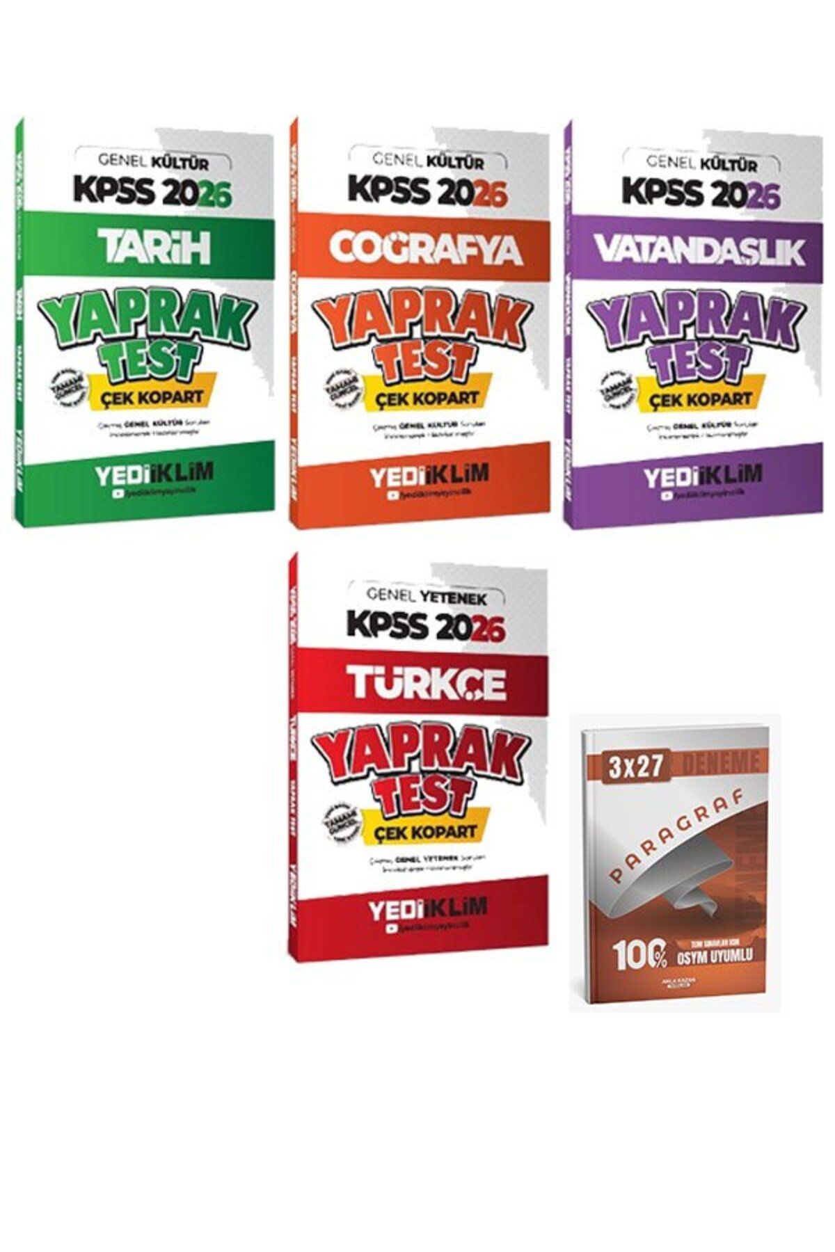 Anla Kazan Yayınları Yediiklim 2026 KPSS Tarih + Coğrafya + Vatandaşlık + Türkçe Yaprak Test 4 lü Set+Anla Kazan Paragra