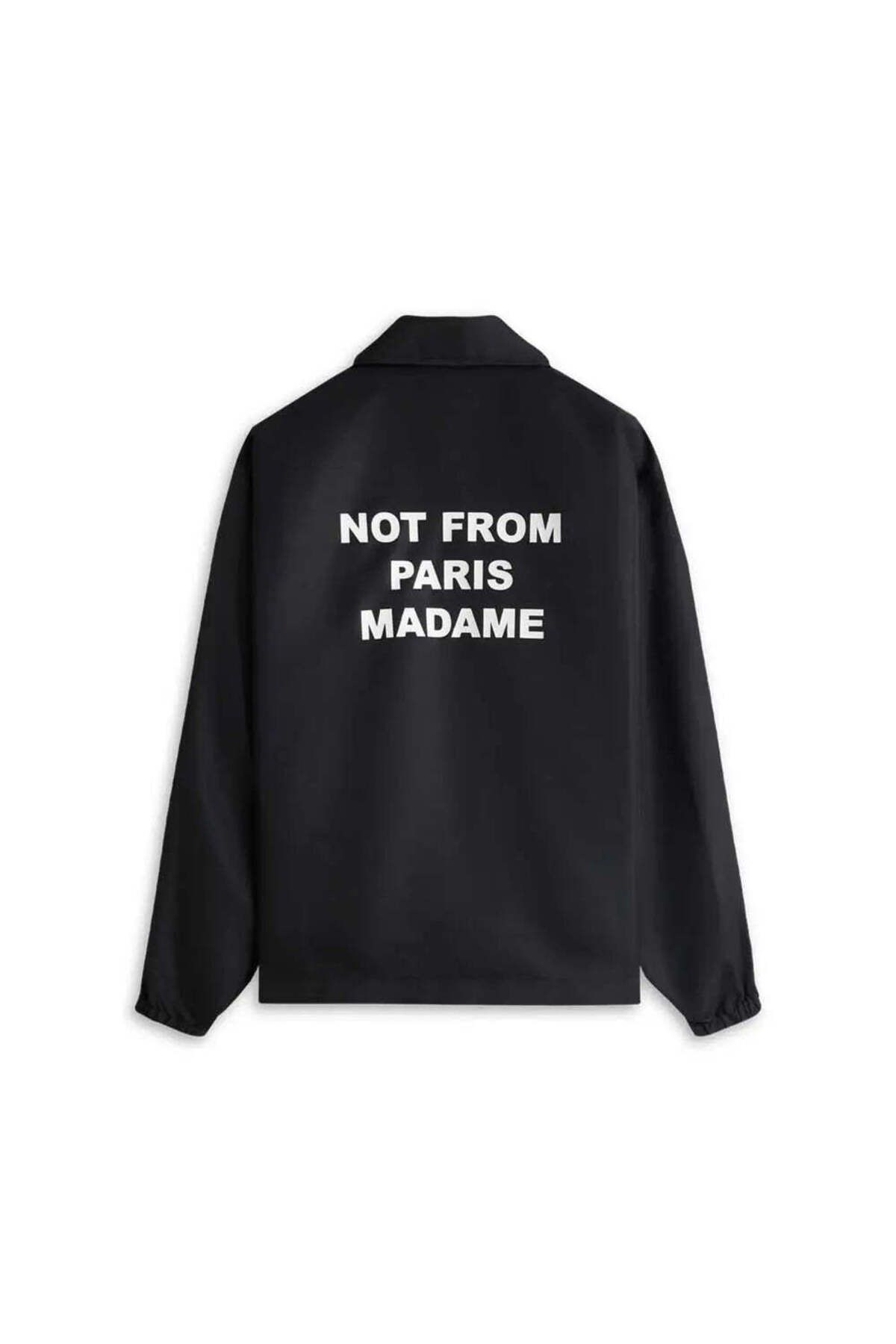 American Rag Cie Siyah Su Geçirmez La Veste Slogan Ceket - Not From Paris Madame Yazılı
