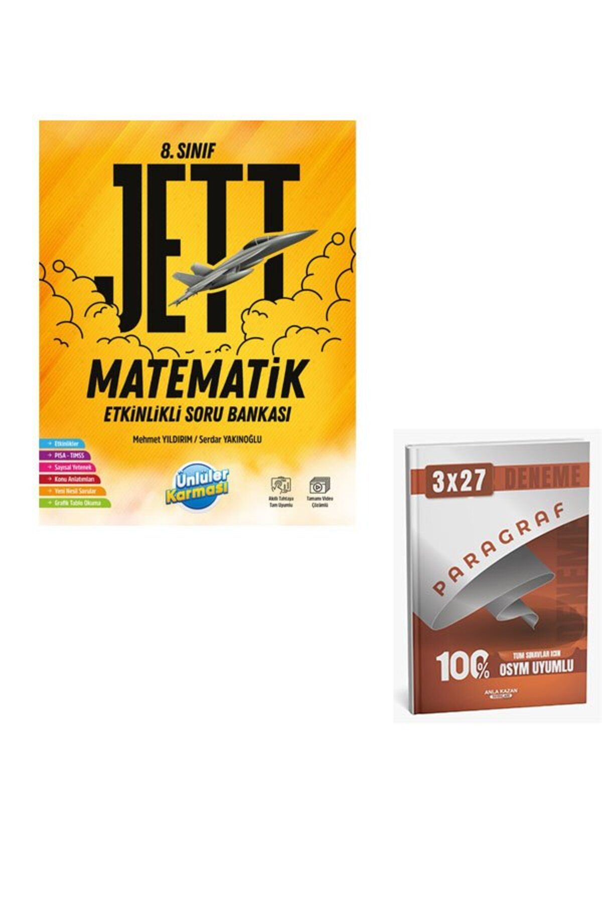 Anla Kazan Yayınları Ünlüller 2026 8.Sınıf Jett Etinlikli Matematik Soru Bankası+Anla Kazan Paragraf
