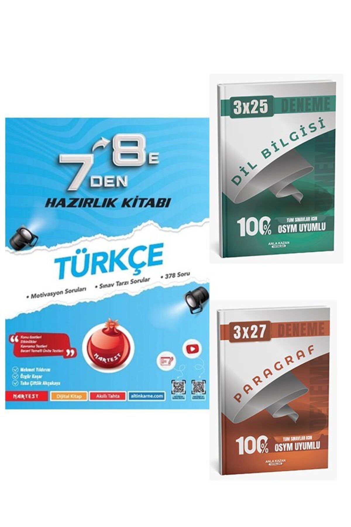 Anla Kazan Yayınları Nartest Yayınları 7 den 8 e Türkçe Hazırlık Kitabı+Anla Kazan Paragraf